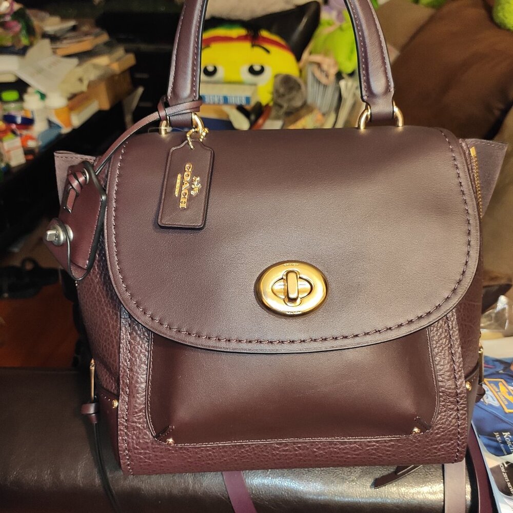 Coach Faye Mini Oxblood Leather Backpack - Picture 3 of 13